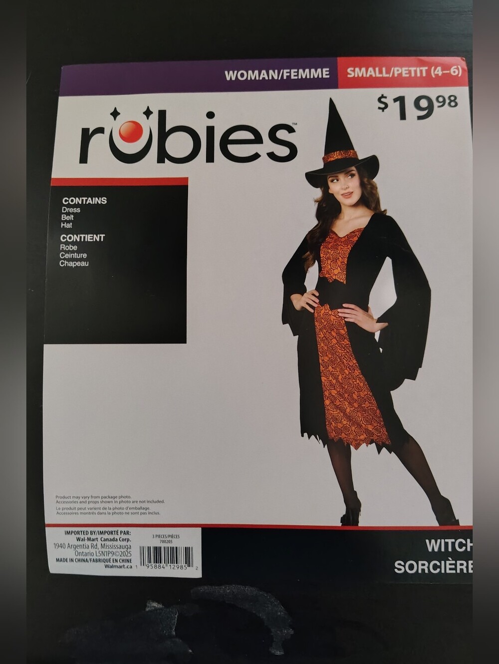 N@T Rubie's Black and Orange Women's Witch Costume - Small (4-6)